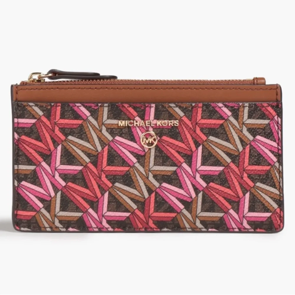 Michael michael Kors Signature Canvas Wallet NWT Jet Set Slim Credit Card